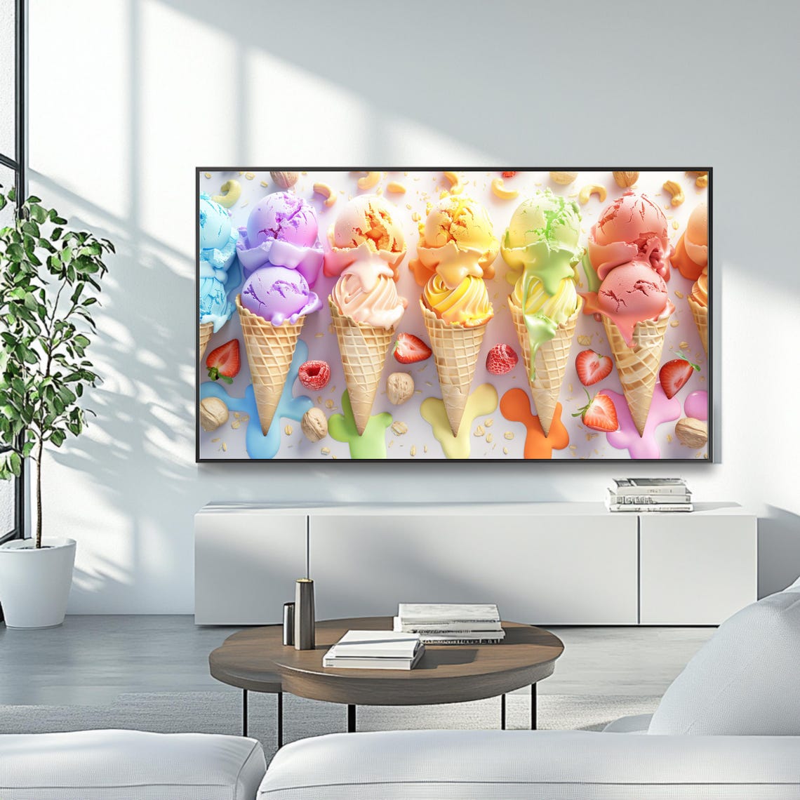 Summer Ice Cream Frame Tv Art Colorful Modern Wall Art For Frame Tv - Image 4