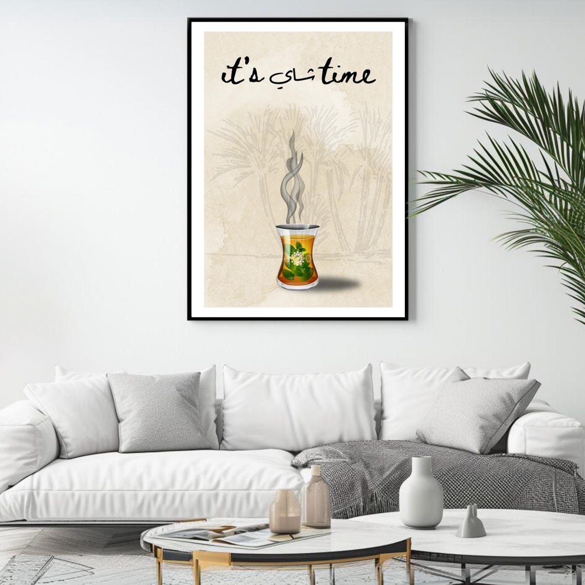 Arabic Tea Art Print Its Time Middle Eastern Calligraphy Wall Decor Tea Lover Gift Art - Image 4