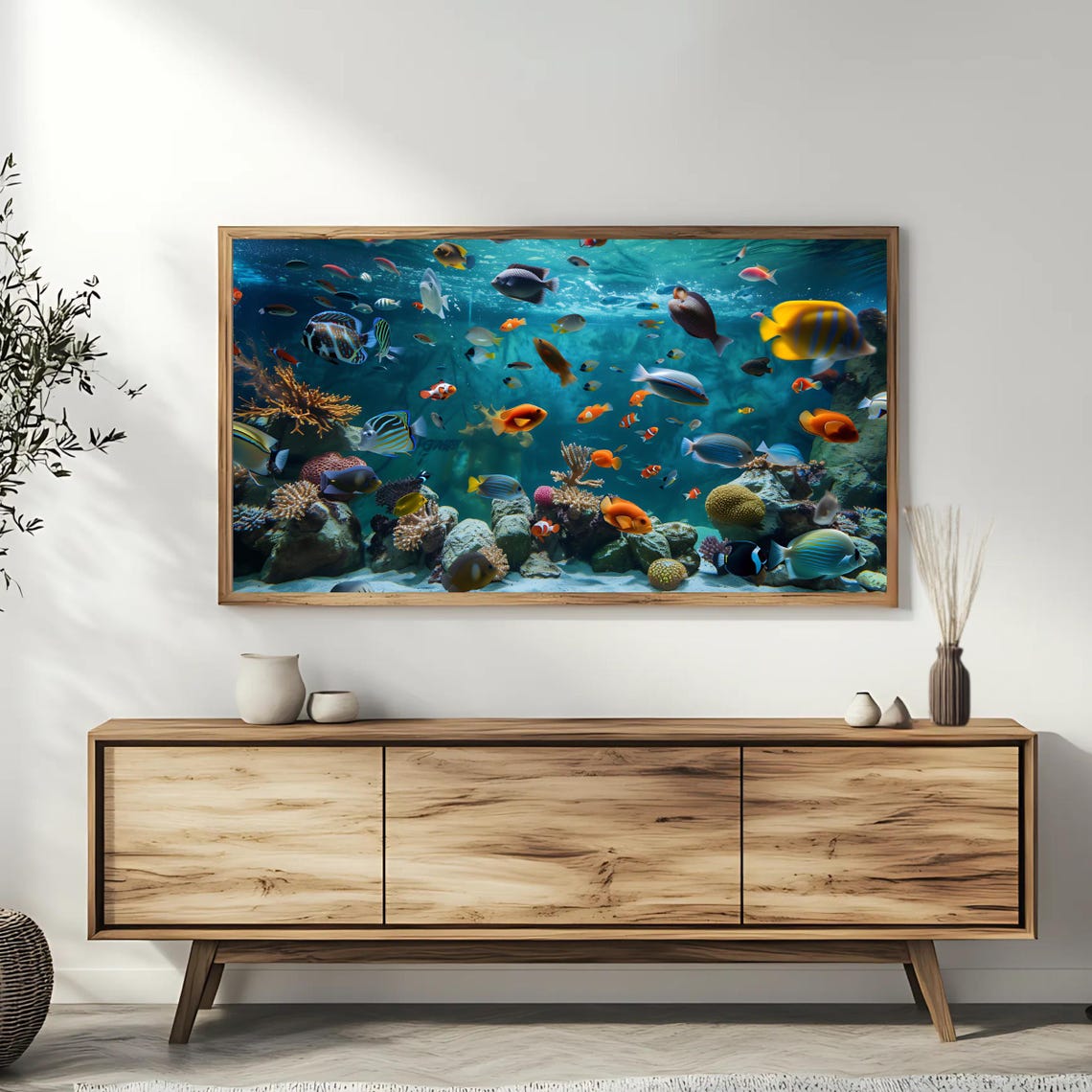Vibrant Coral Reef Aquarium Tropical Fish Underwater Art Poster - Image 3