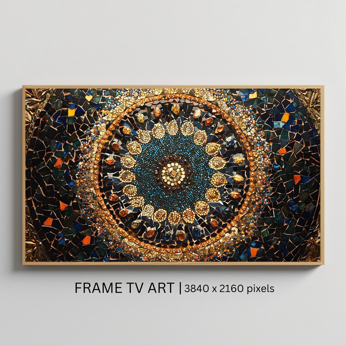 Islamic Mosaic Mandala Gold Blue Geometric Ornate Pattern Sacred Art Poster