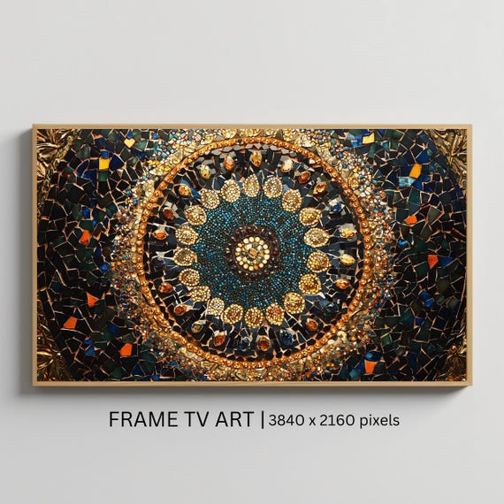 Islamic Golden Mosaic Mandala Art For Frame Tv Arabic Geometric Roku Screensaver Smart Tv Wall Art