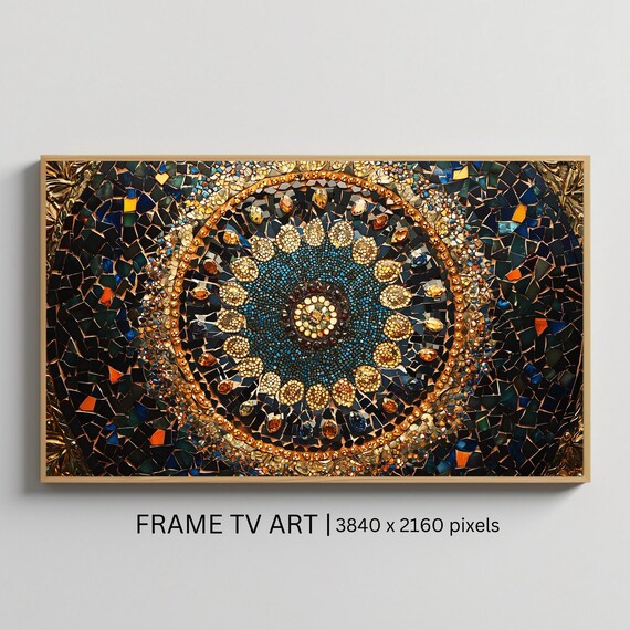 Islamic Mosaic Mandala Gold Blue Geometric Ornate Pattern Sacred Art Poster