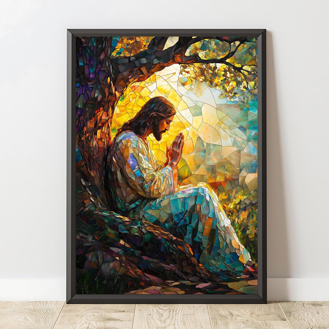 Jesus Stained Glass Art Print, Christian Decor - Image 2