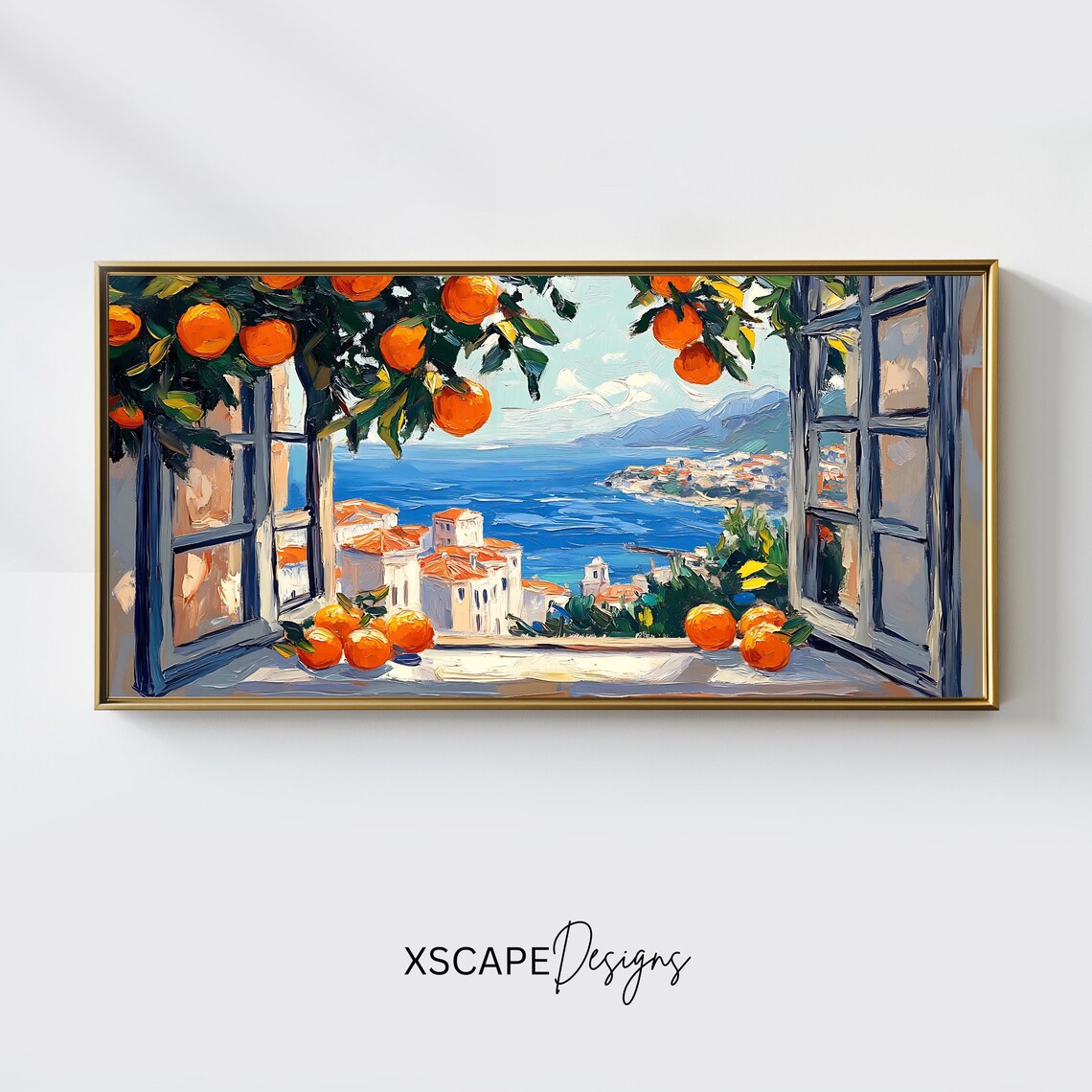 Mediterranean Window Art Print, Coastal View