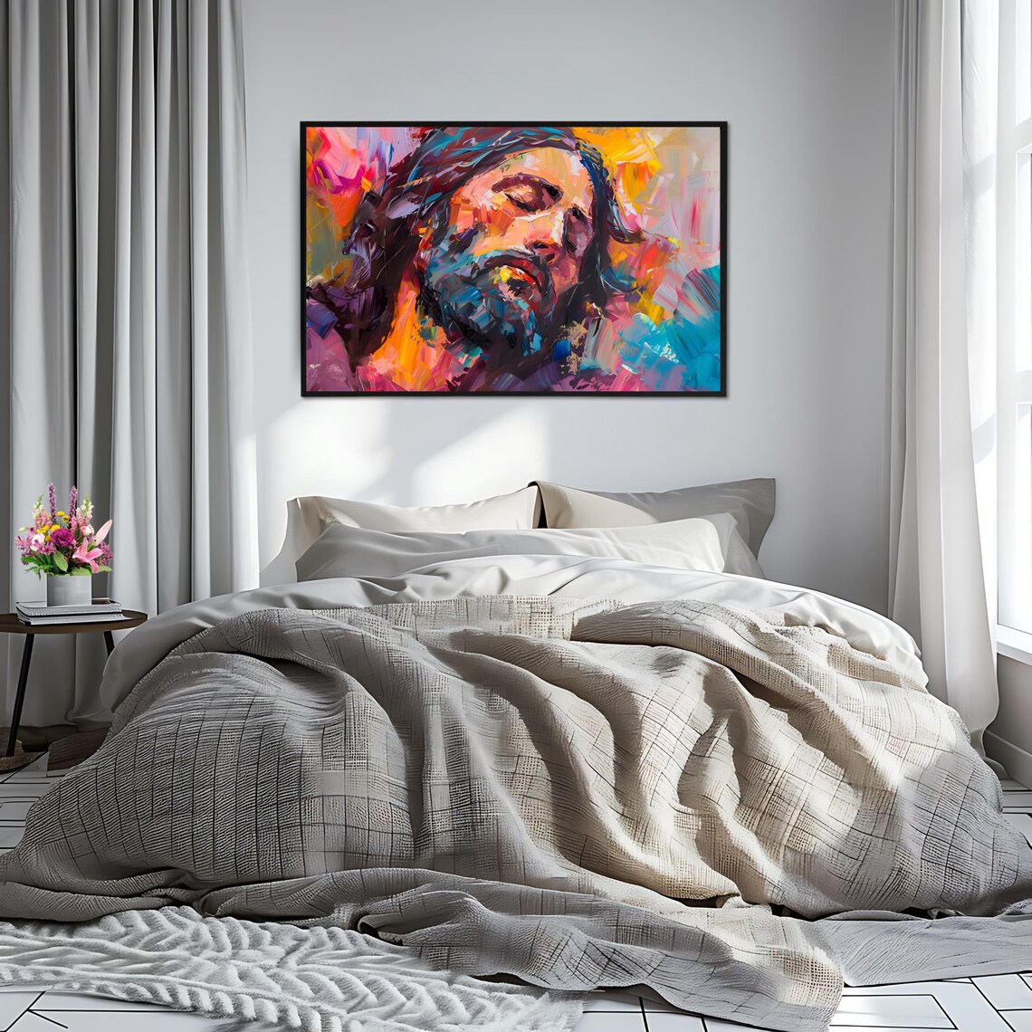 Jesus Christ Abstract Portrait Vibrant Faith Inspired Colorful Art Poster - Image 2