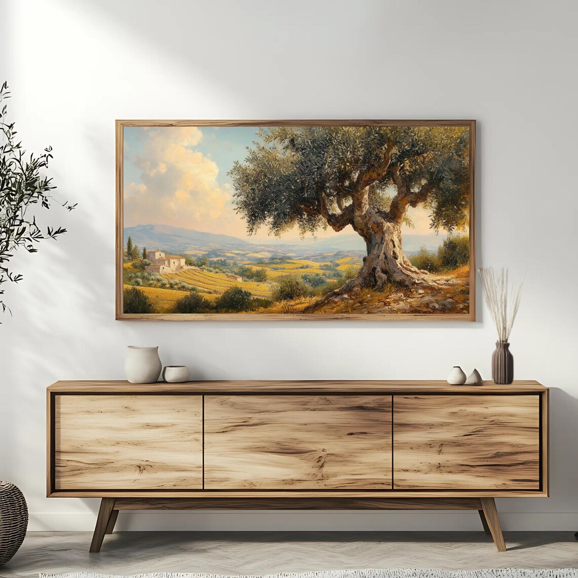 Mediterranean Olive Tree Rustic Landscape Art Print - Image 3
