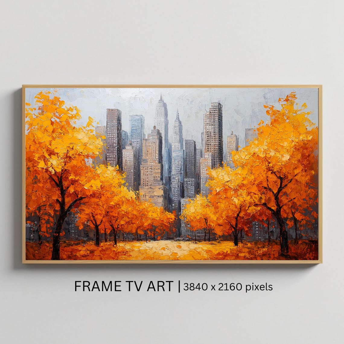 New York City Autumn Golden Trees Manhattan Skyline TV Art Wall Poster