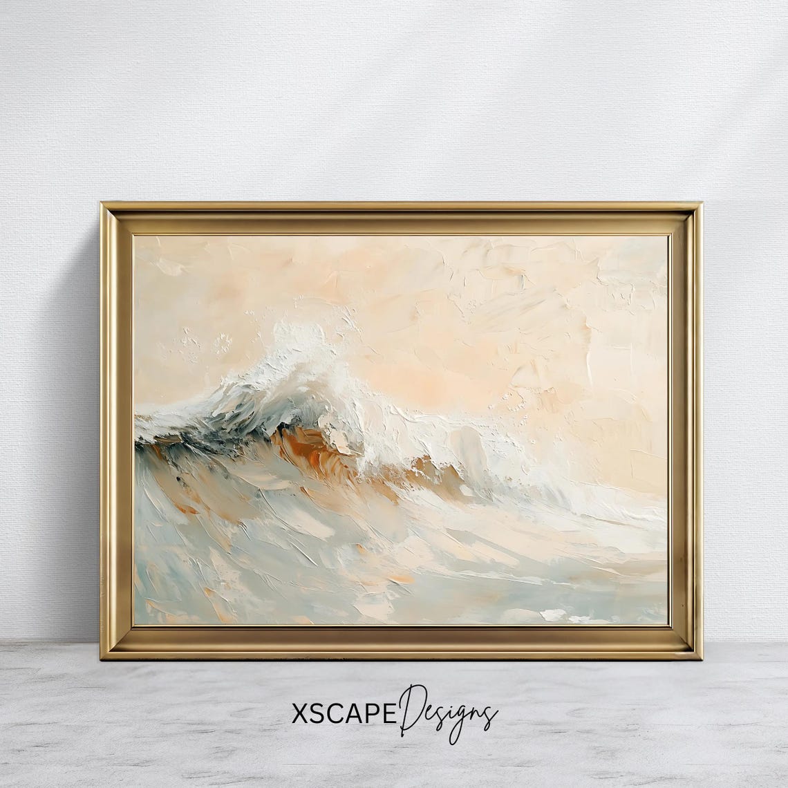 Soft Neutral Ocean Wave Abstract Seascape Cream Coastal Wall Art