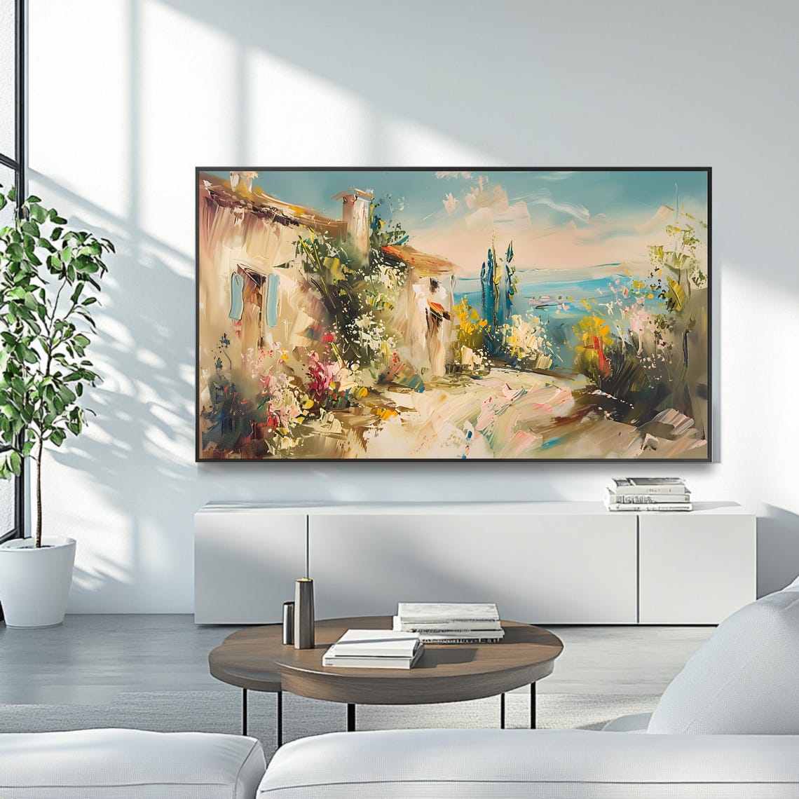 Mediterranean Villa Terrace Overlooking the Sea Summer Garden Poster - Image 4