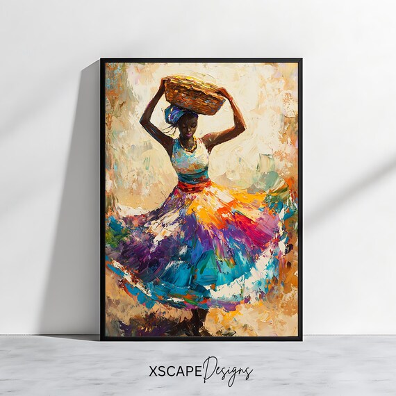 Afro Caribbean Woman Art Print Colorful Cultural Wall Decor Vibrant Expressive Artwork Wall Art Instant