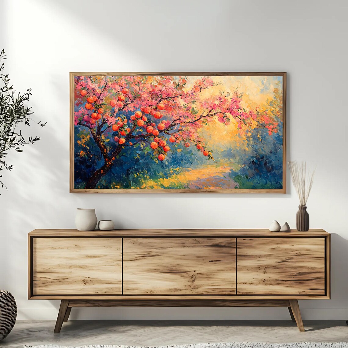 Blossoming Fruit Tree Art Frame Tv Roku Screensaver Vibrant Nature Painting - Image 3