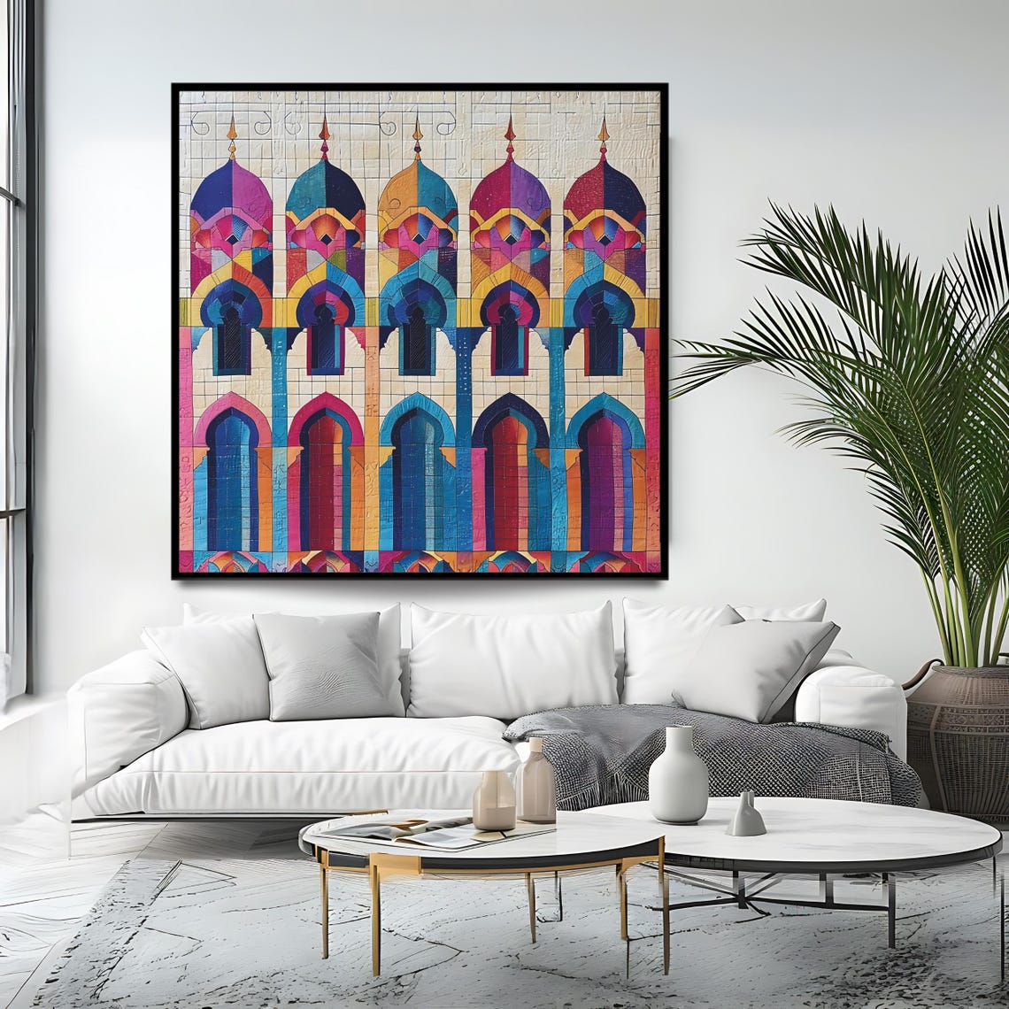 Islamic Architecture Art Arabic Geometric Print Mosque Wall Decor Middle Eastern Art Colorful Islamic Painting - Image 4