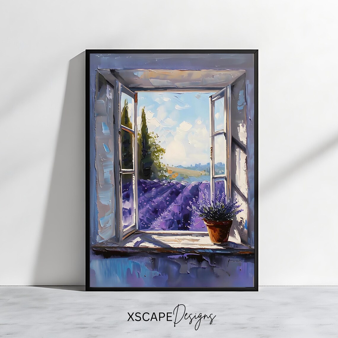 Lavender Window View, Provence Landscape Art Print