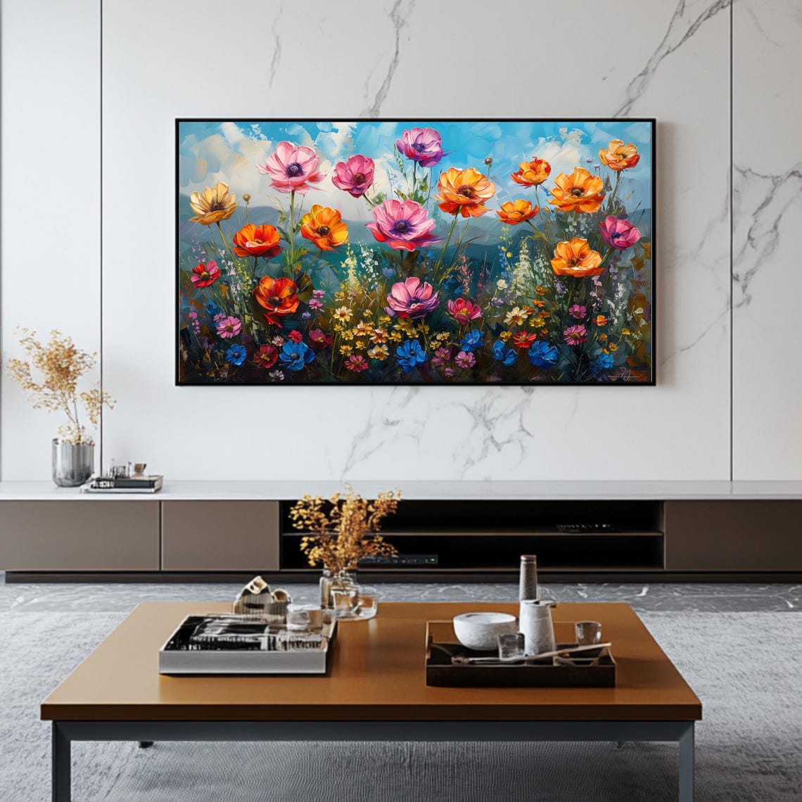 Colorful Wildflower Meadow Bright Impasto Floral Garden Poster - Image 2