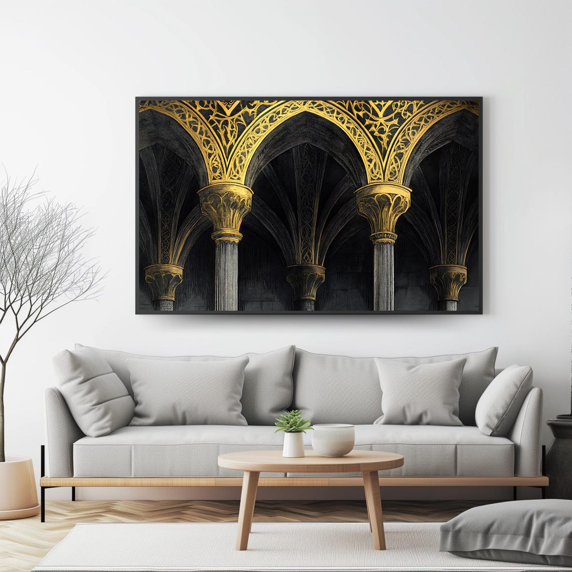 Gold Black Islamic Archway Mosque Columns Ornamental Art Wall Print - Image 4