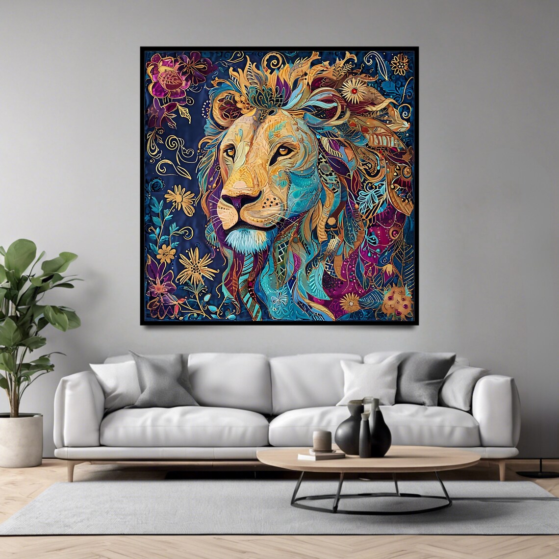 Lion Wildlife Bold Animal Decor, Art Print - Image 4