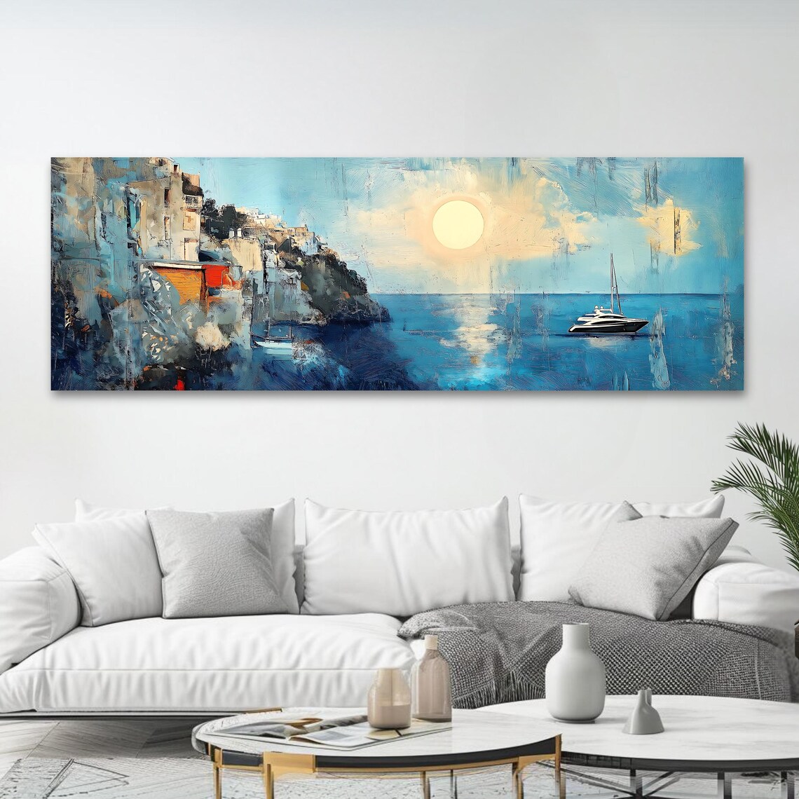 Mediterranean Coast Art Print, Panoramic Seascape - Image 4
