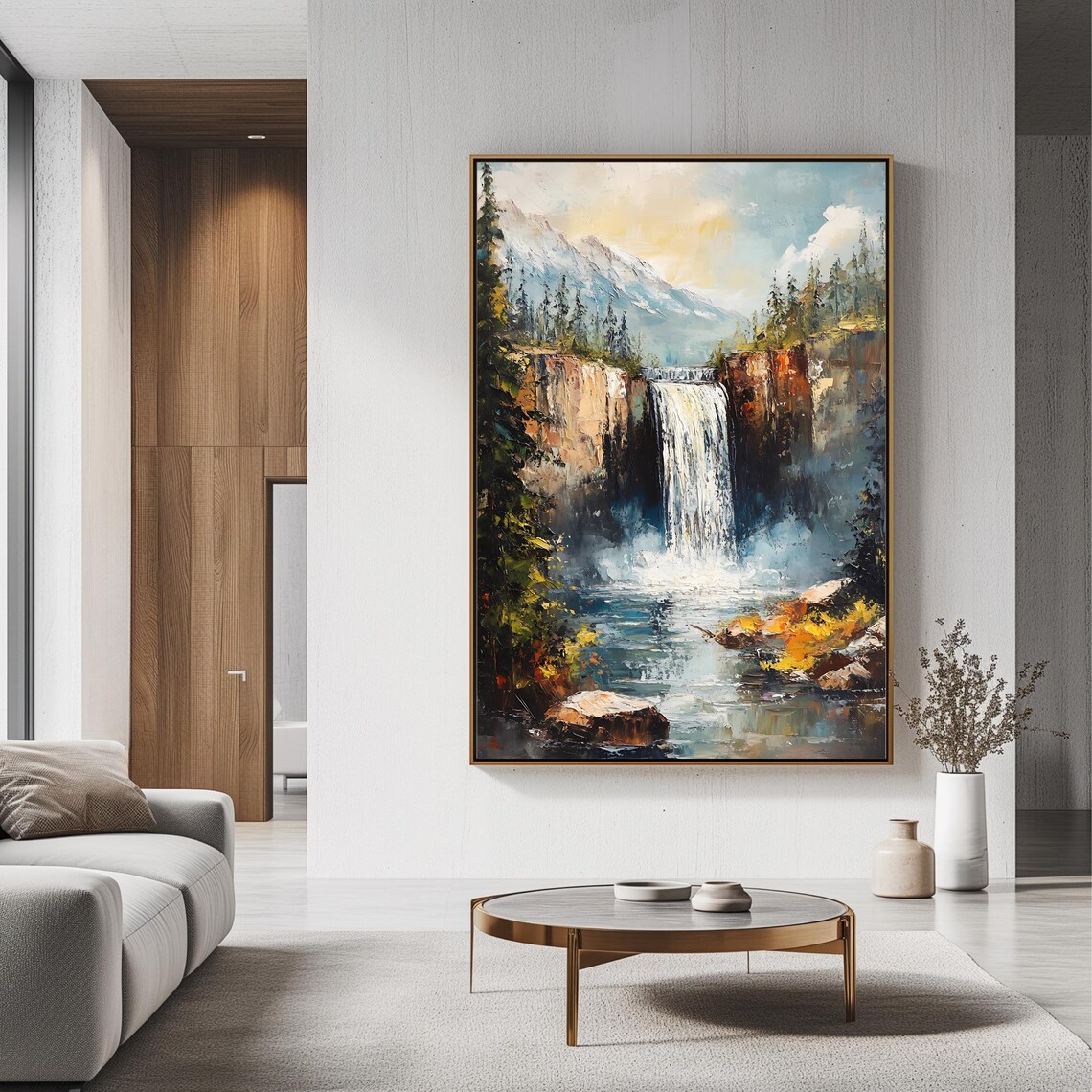 Waterfall Landscape Art Print, Rustic Home Decor - Image 3
