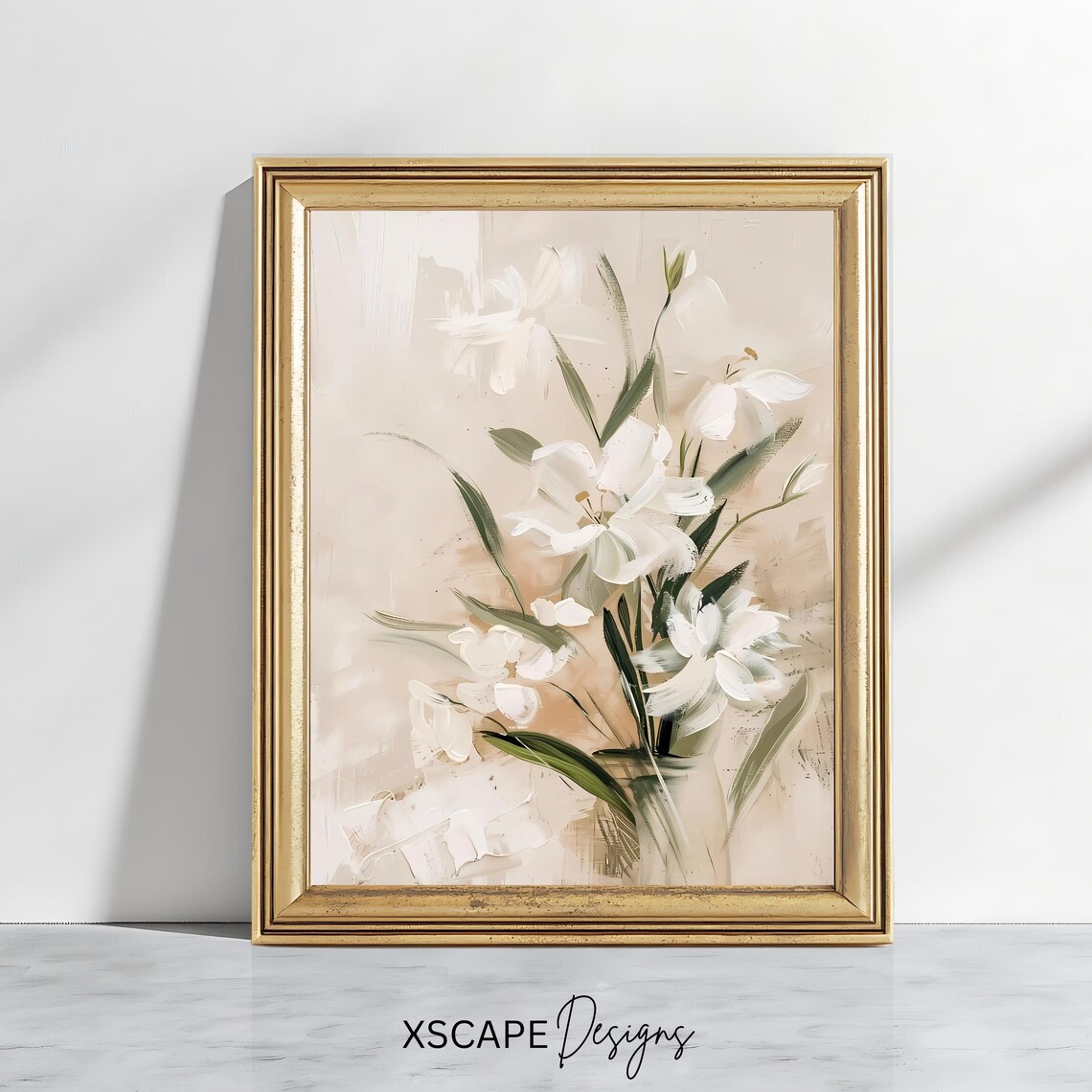 Vintage White Lily Art Print, Elegant Botanical Decor