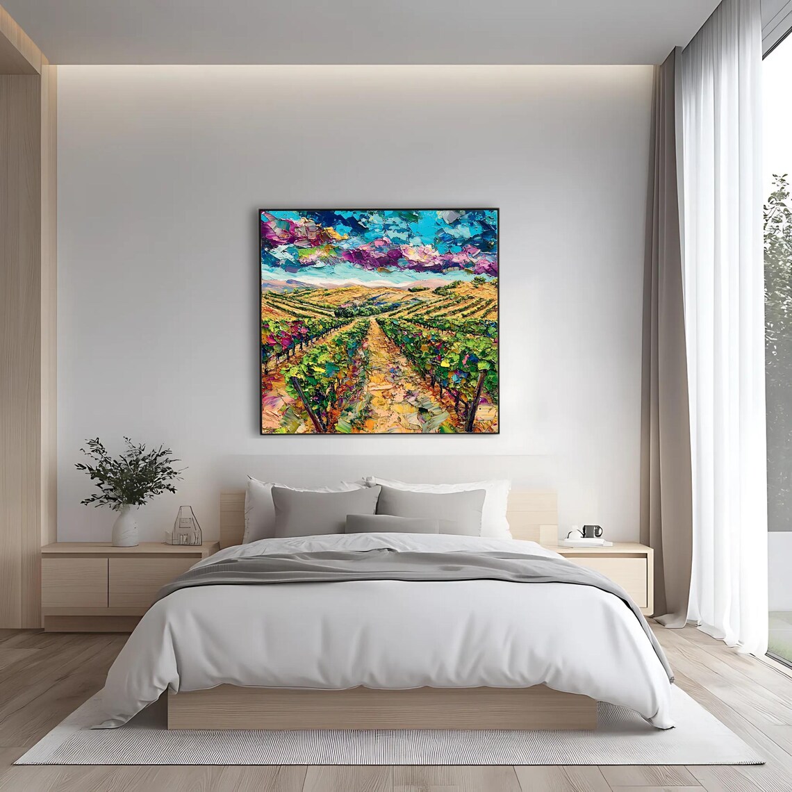 Vineyard Landscape, Modern Nature Artwork - Image 2