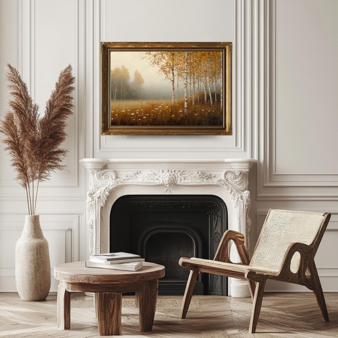 Rustic Birch Forest, Vintage Autumn Landscape - Image 3
