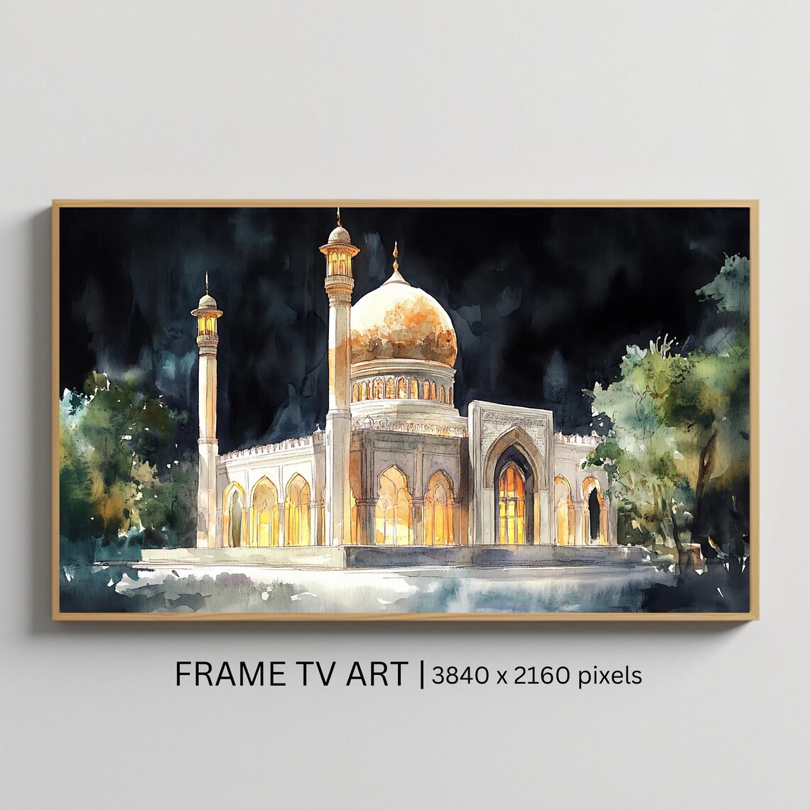 Night Mosque - Islamic Architecture Art Print