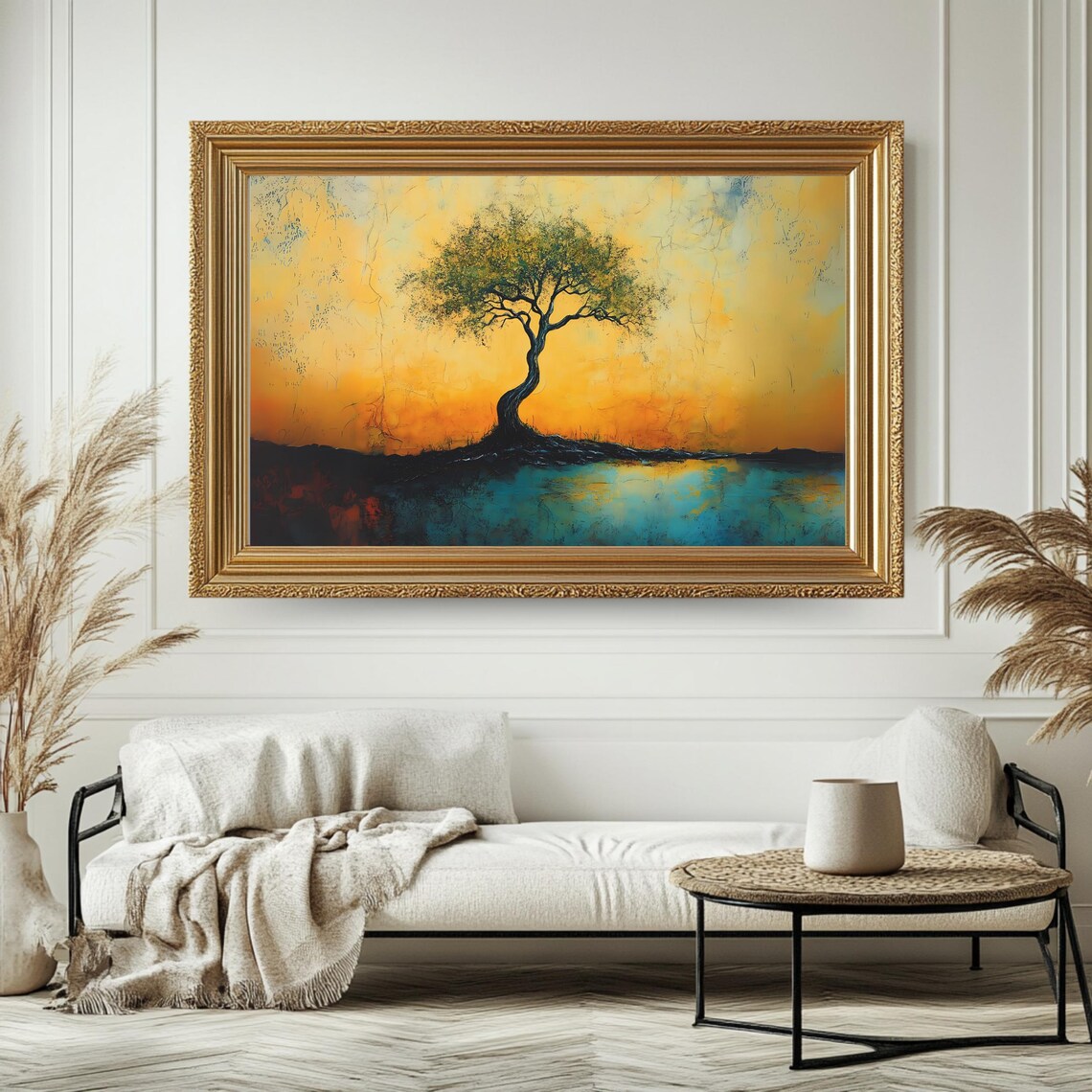 Vintage Tree Art Print Solitary Tree Landscape Vibrant Nature Wall Decor Sunset Rustic Home Decor - Image 4