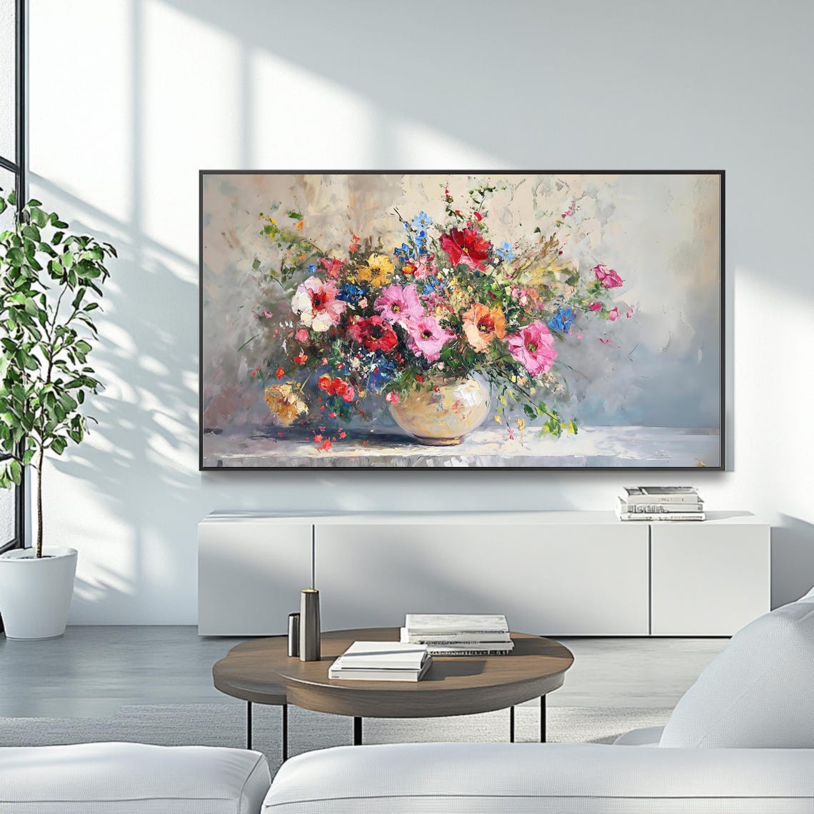 Impressionist Floral Bouquet In Vase Pastel Wildflowers Poster - Image 4