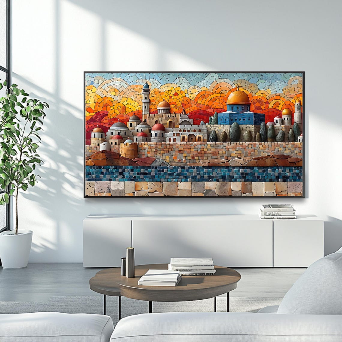 Al Aqsa Jerusalem Old City Sunset Mosaic Dome Mosque View Poster - Image 4
