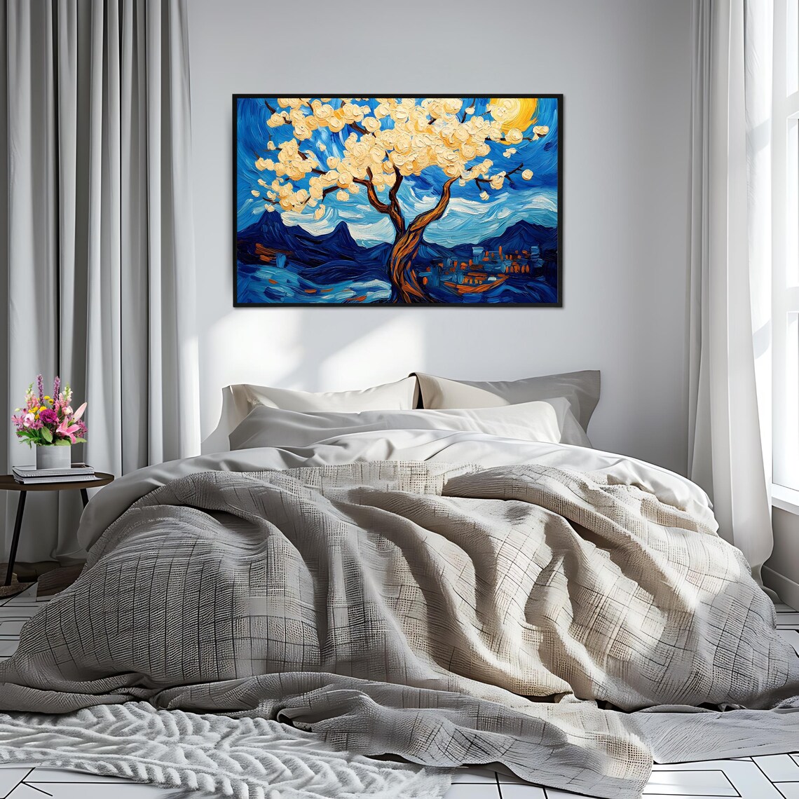 Van Gogh Inspired Starry Night Blossom Art Print - Image 2