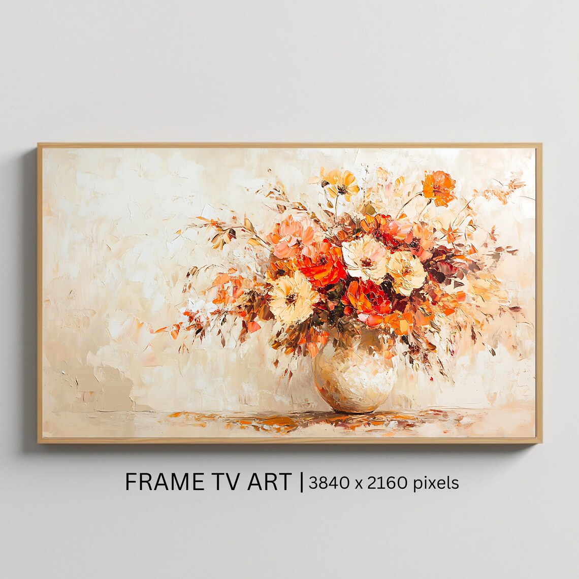 Cream Floral Bouquet Warm Neutral Elegant Vase Flower Art Poster