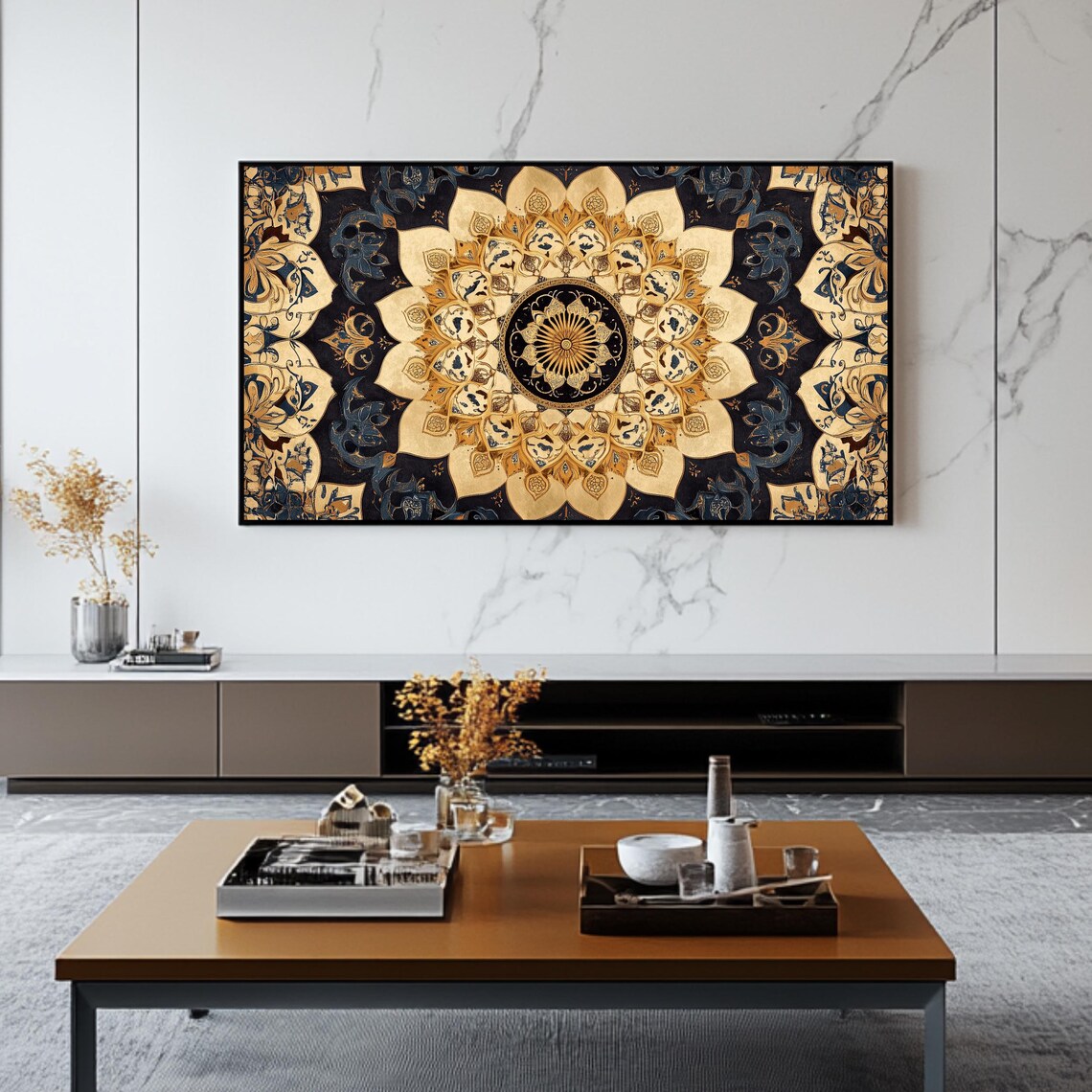 Islamic Mandala, Golden Arabic Pattern Art Print - Image 2
