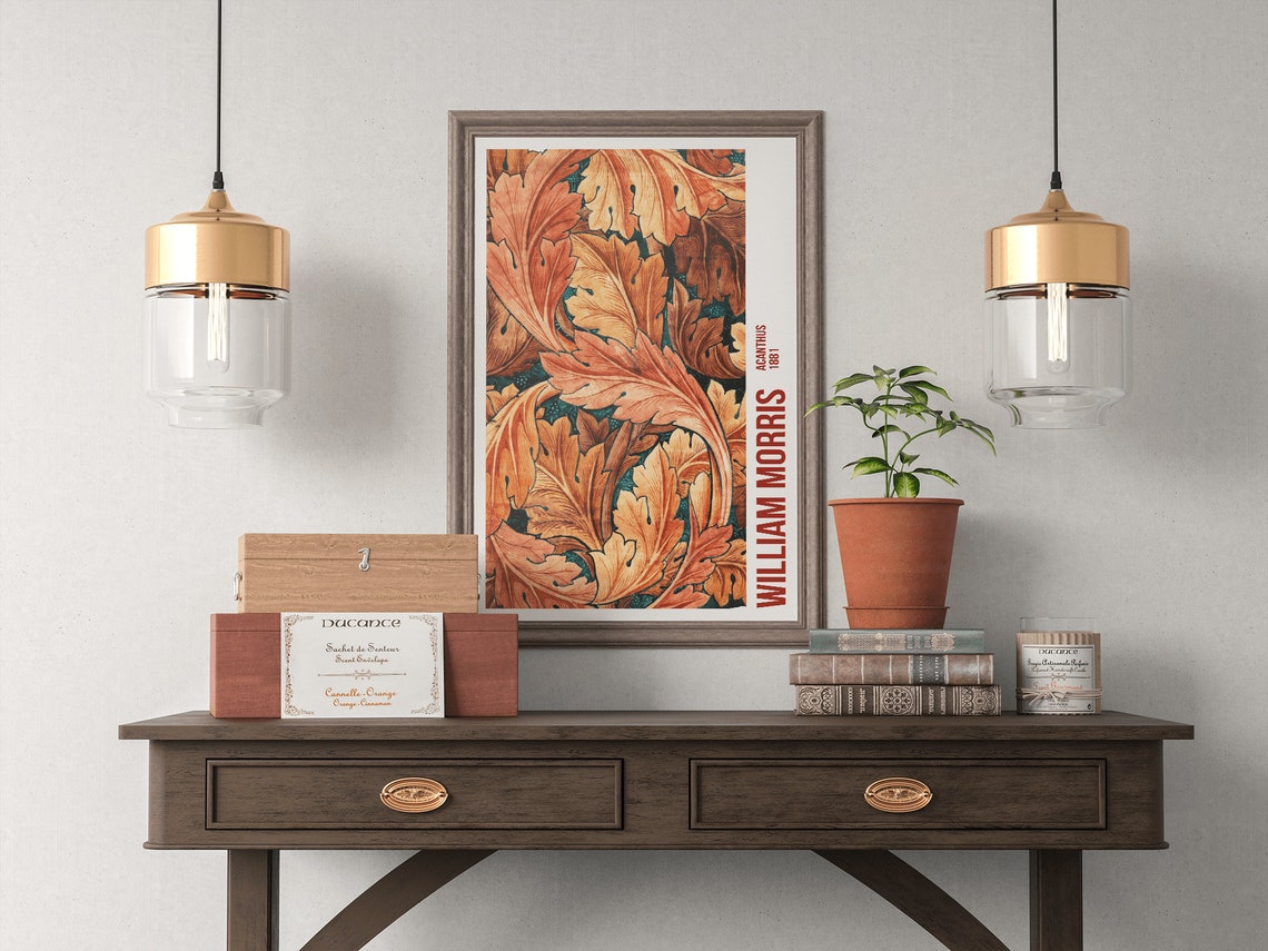 William Morris Acanthus 1881 Rust Orange Botanical Pattern Poster - Image 4