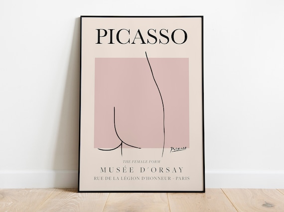Pablo Picasso Female Form Line Art Blush Pink Minimalist Poster