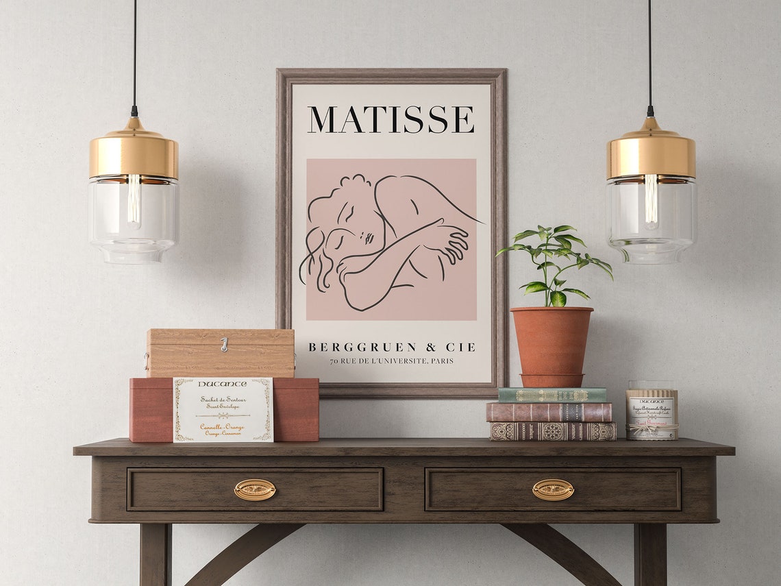Henri Matisse Sleeping Woman Line Art Pink Minimalist Wall Poster - Image 4
