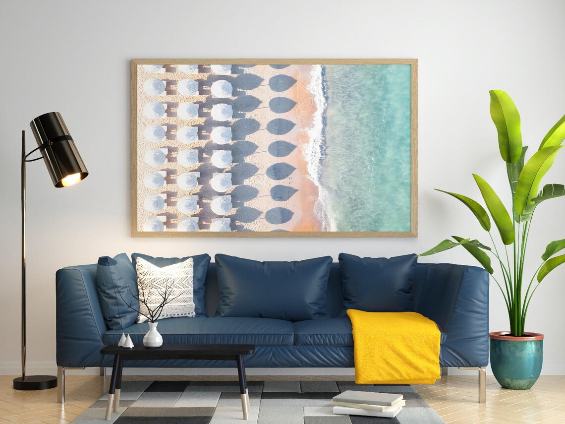Minimalist Beach Poster, Coastal Ocean Aerial - Image 4