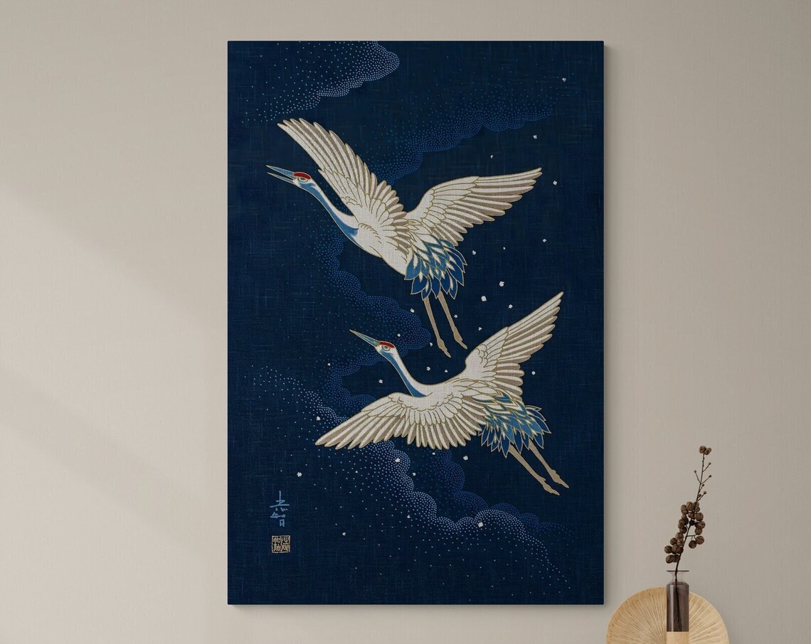 Stork Japanese Bird Painting, Animal Poster Print - Image 3