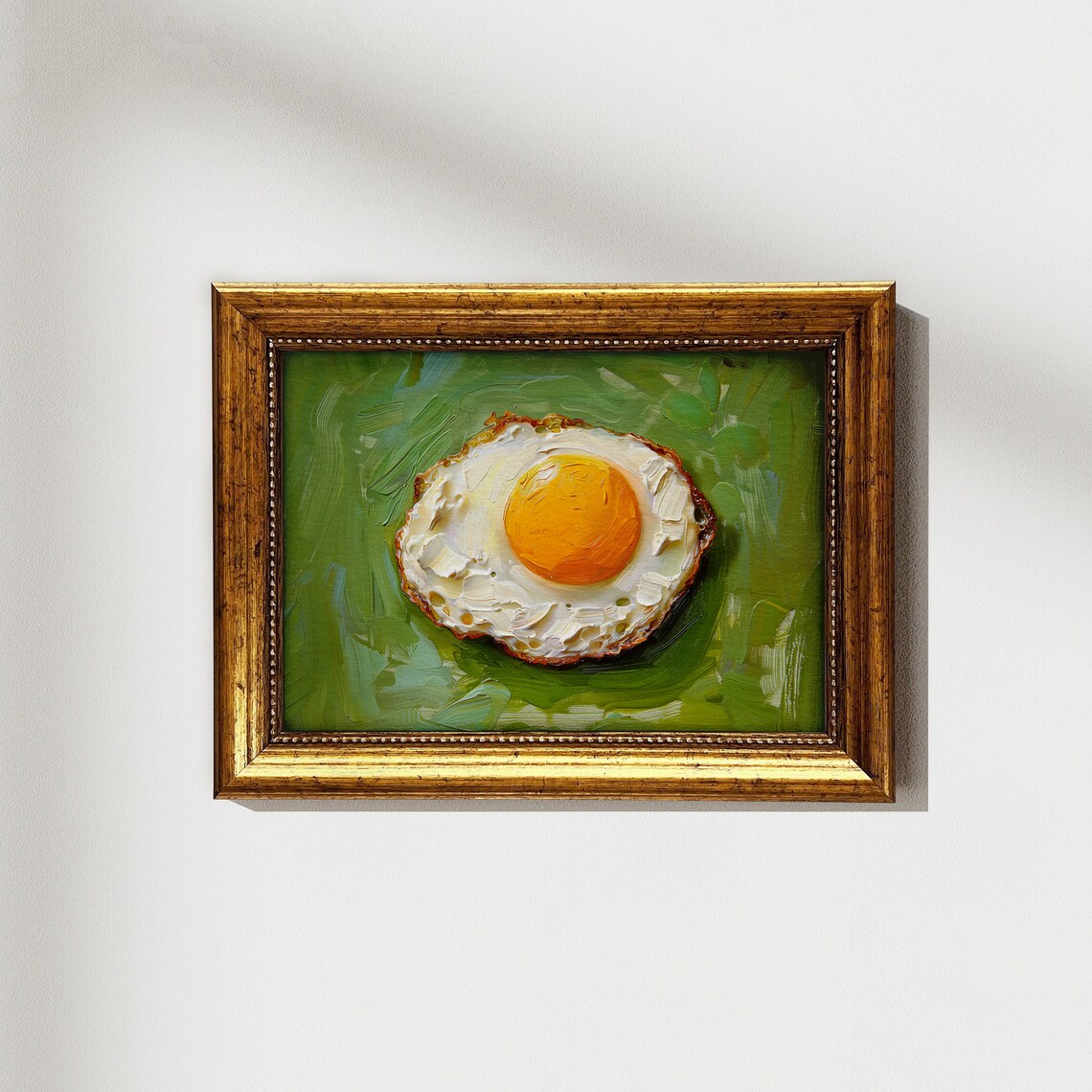 Fried Egg Impasto Painting, Vintage Kitchen Art Print - Image 2