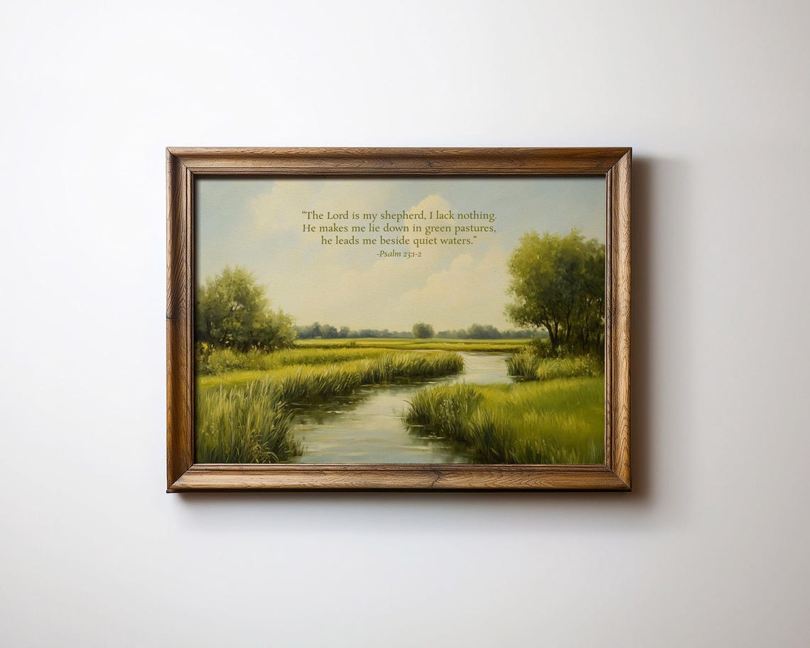 Psalm 23 The Lord Is My Shepherd Green Pasture Scripture Poster