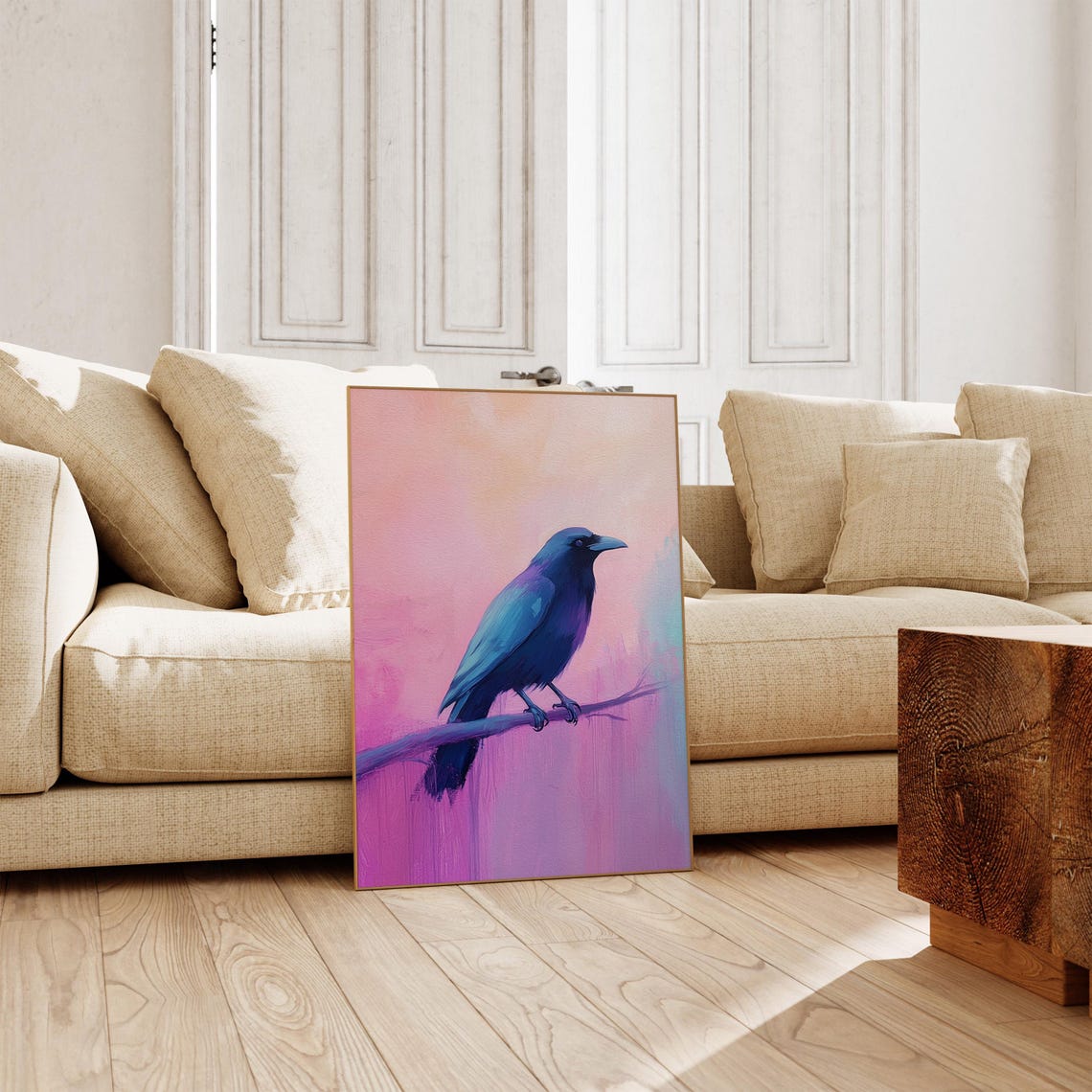 Pastel Crow Painting Pink Halloween Spooky Bird Decor Pinkoween Poster - Image 4