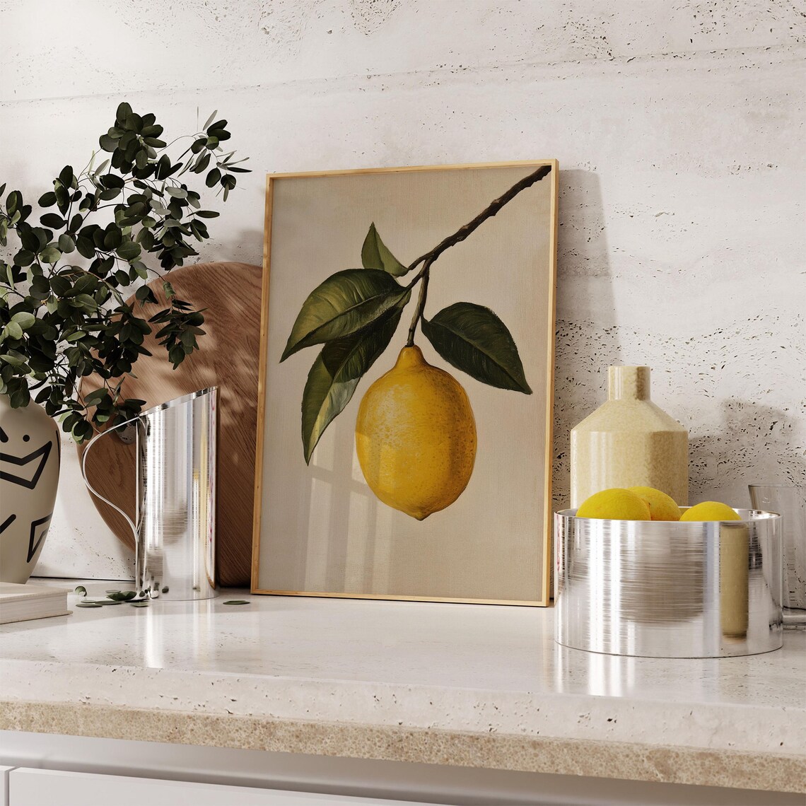 Vintage Lemon Impasto Oil Painting Art Print - Image 4