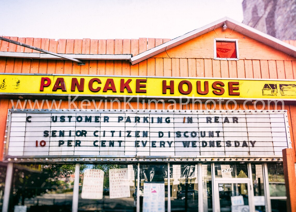 Pancake House Diner Marquee Sign Black And White Retro Photo Print - Image 2