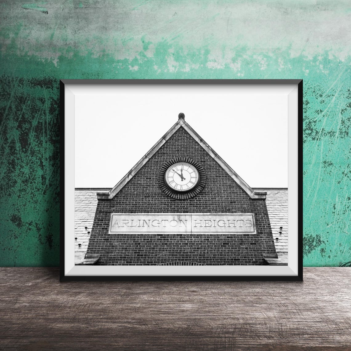 Arlington Heights Train Station Clock Tower Illinois Brick Art Poster - Image 2