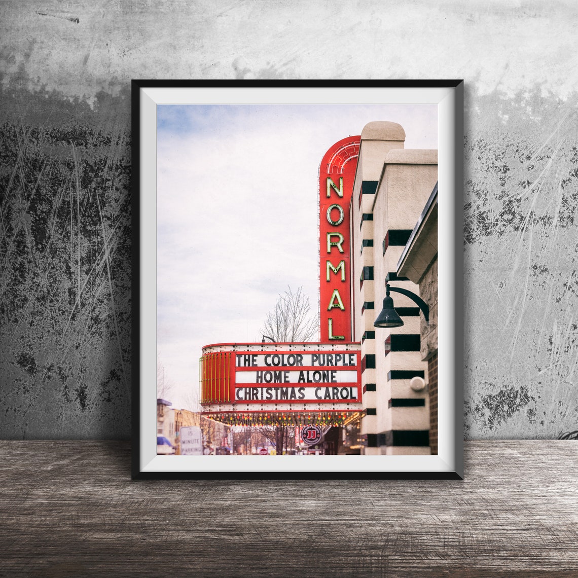Normal Theater Illinois Red Marquee Classic Films Retro Photo Poster