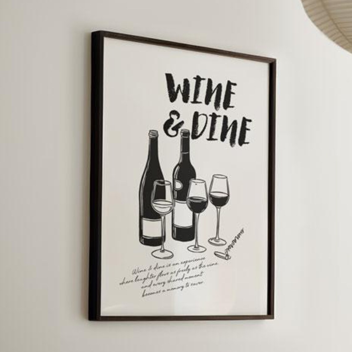 Wine Dine Minimalist Kitchen Bar Art Print