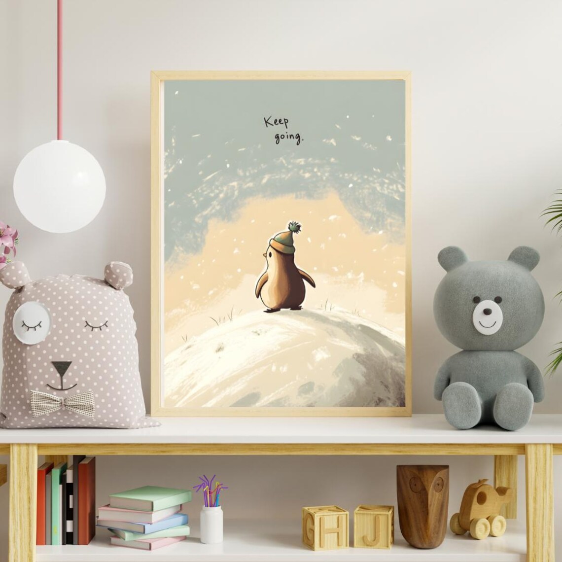 Penguin Motivational Art, Keep Going Quote Poster - Image 2