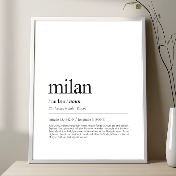 Milan Definition Print City Poster Travel Art Minimalist Italy Wall Decor
