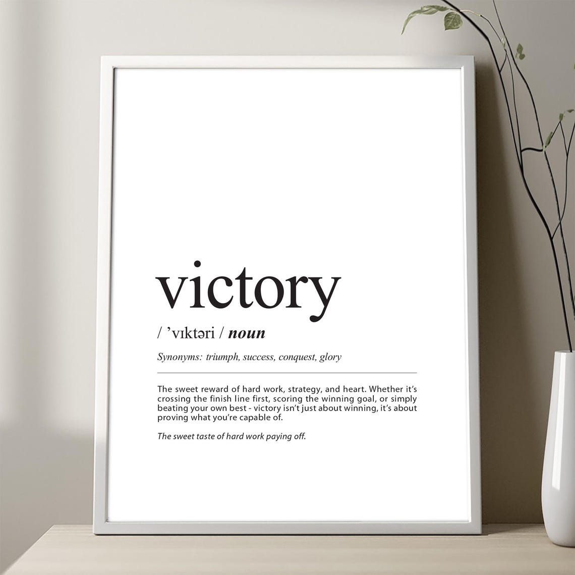 Victory Definition Dictionary Typography Motivational Poster