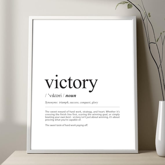 Victory Definition Dictionary Typography Motivational Poster