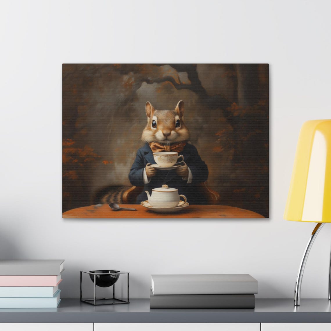 A Chipmunk For Tea Maximalist Eclectic Victorian Print Bold Altered Tea Party Portrait Fantasy Fun Colorful Renaissance Rustic Art - Image 2